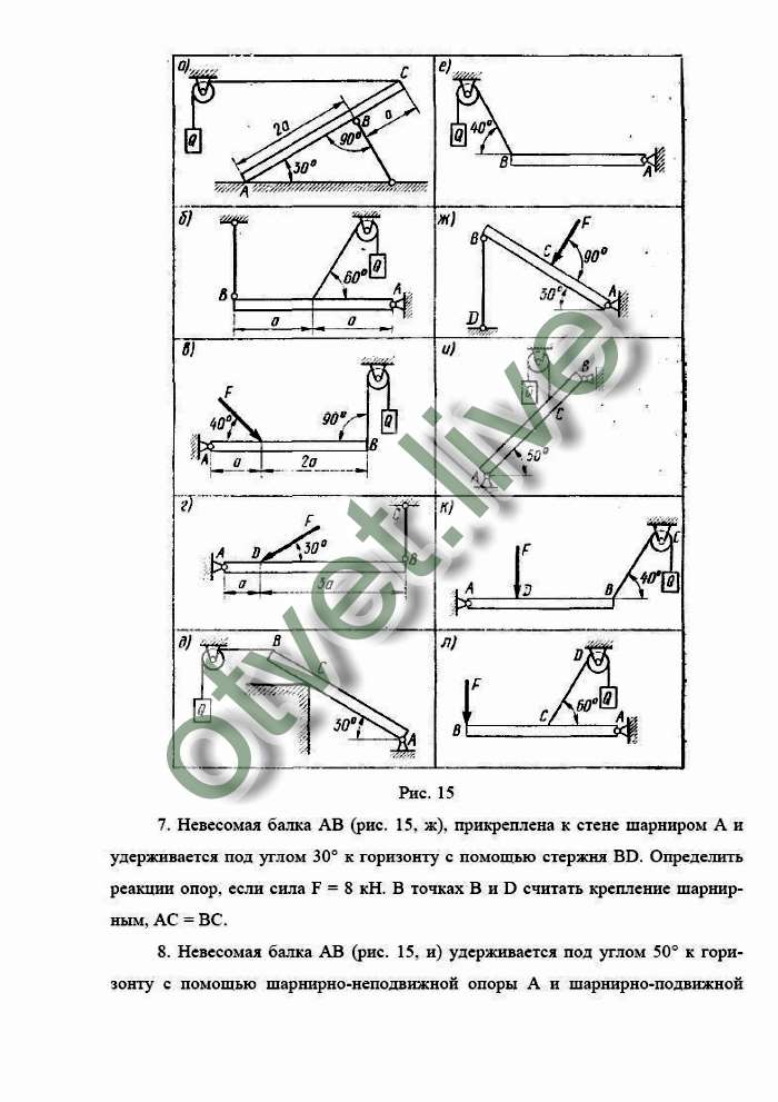 Очень легкая рейка уравновешена в горизонтальном положении правым концом она прикреплена к шарниру о